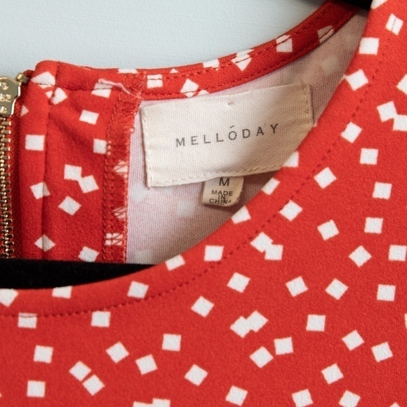 Melloday red with white squares blouse-M - Picture 3 of 5